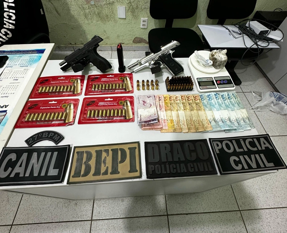 Materiais apreendidos pela Polícia Militar