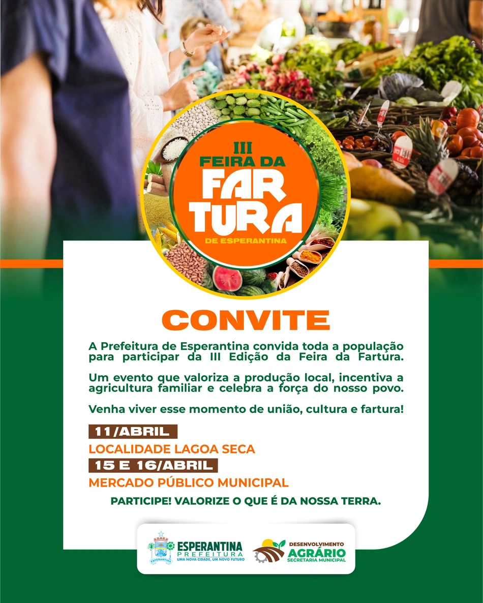 Esperantina realizará a 3ª edição da Feira da Fartura