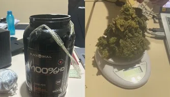 Droga encontrada em pote de suplemento alimentar