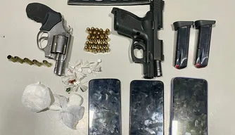 Materiais apreendidos pela Polícia Militar.