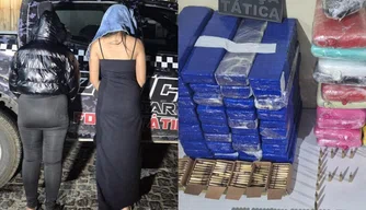 Duas mulheres foram presas em flagrante com munições e 62 quilos de drogas