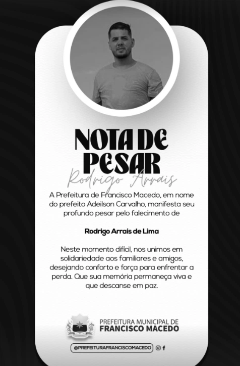 Nota de pesar da Prefeitura de Francisco Macedo