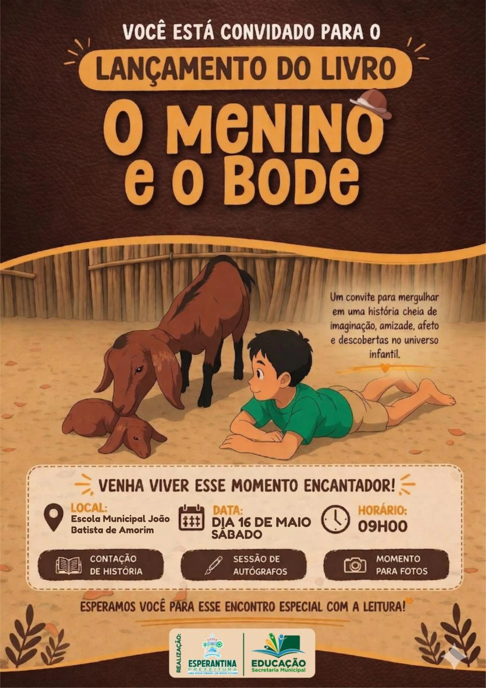 Prefeita Ivanária Sampaio apoia lançamento do livro O Menino e o Bode em Esperantina