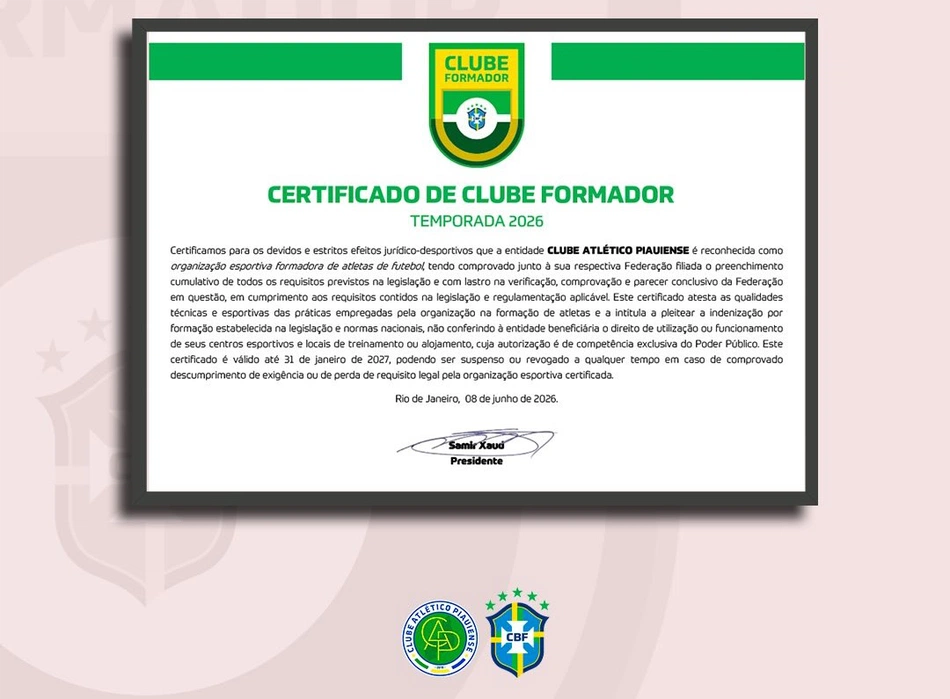 Atlético Piauiense conquista Selo de Clube Formador da CBF