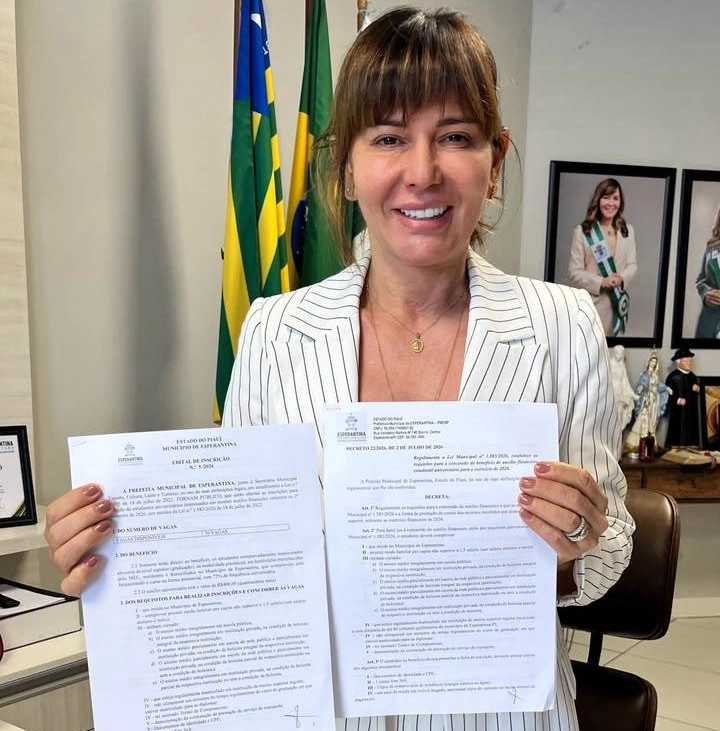Prefeitura de Esperantina abre inscrições para o Auxílio Universitário 2026.2