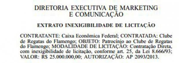 acordo entre Fla e Caixa ser&aacute; de R$ 25 milh&otilde;es(Imagem:Reprodu&ccedil;&atilde;o)