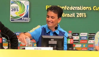 Bebeto durante entrevista coletiva no Rio de Janeiro