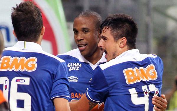 Borges comemora gol na vitória do Cruzeiro sobre a Portuguesa .(Imagem:reprodução)