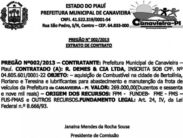 Contrato com a empresa R. Demes.(Imagem:Reprodu&ccedil;&atilde;o/Viagora)
