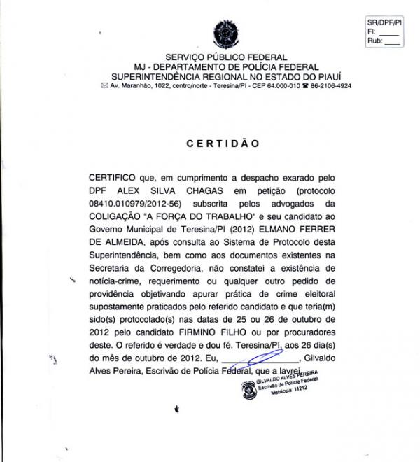Den&uacute;ncia &agrave; PF(Imagem:Reprodu&ccedil;&atilde;o)