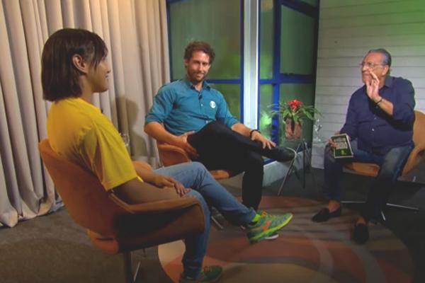 Entrevista de Sarah Menezes, com Fl&aacute;vio canto e Galv&atilde;o Bueno(Imagem:Reprodu&ccedil;&atilde;o)