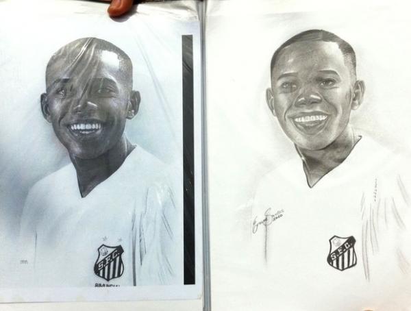 Ernane tamb&eacute;m j&aacute; fez o retrato de Robinho, quando era do Santos(Imagem:Reprodu&ccedil;&atilde;o)