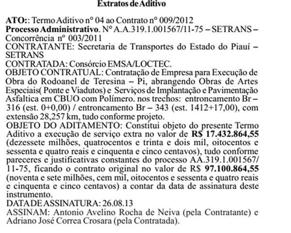 Extrato do aditivo.(Imagem:Reprodu&ccedil;&atilde;o/Viagora)