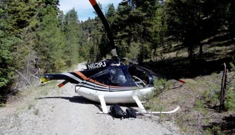 Helicóptero após pouso de emergência nesta segunda-feira (12) no Oregon