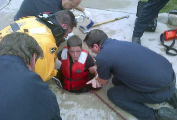 Jeffrey LaPorta ,14, ao ser resgatado(Imagem:Reprodução)