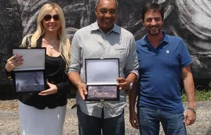 Katia, viúva de Sócrates, Basílio e diretor do Timão