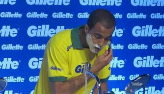 Lucas durante evento de um patrocinador, em São Paulo