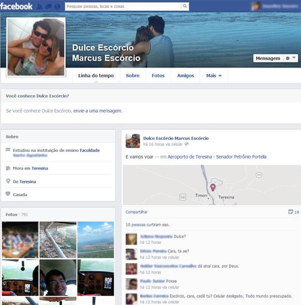 Marcus Escórcio fez check-in no Facebook horas antes de aeronave cair (Foto: Reprodução/ Facebook)(Imagem:Reprodução)