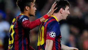 Neymar comemora vitória do Barcelona com Messi