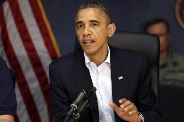 Obama fala durante visita ao centro de resposta a tempestades do governo federal, em Washington, neste domingo(Imagem:Reprodução)