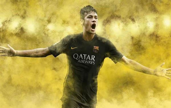 om Neymar de modelo, Bar&ccedil;a revela nova camisa.(Imagem:Reprodu&ccedil;&atilde;o)