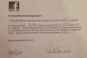 Pai e filha assinam contrato para mantê-la 5 meses longe do Facebook