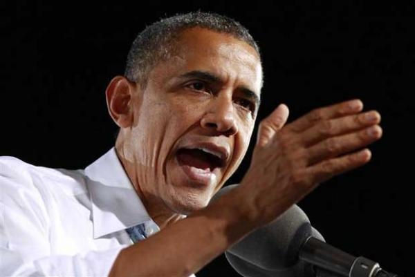Presidente dos Estados Unidos Barack Obama discursa durante evento de campanha em Las Vegas no domingo (30), antes de se preparar para o debate em Denver, na quarta-feira (3)(Imagem:Reprodu&ccedil;&atilde;o)