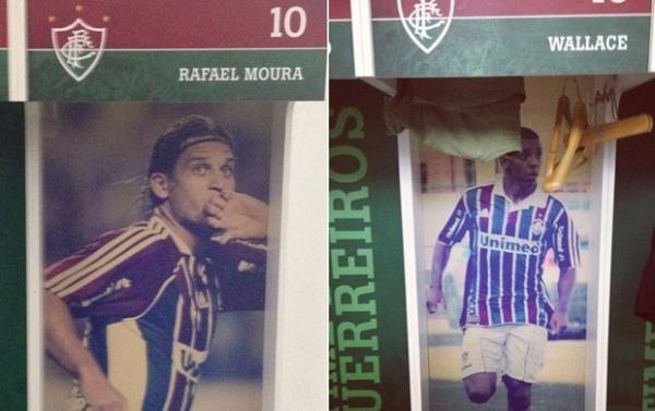 Rafael Moura e Wallace postaram fotos de seus novos arm&aacute;rios no Instagram recentemente (Imagem:Imagem: editoria de arte / Globoesporte.com)