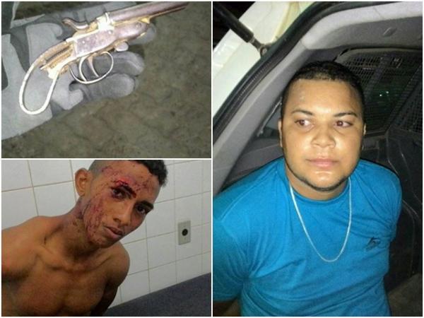 Suspeitos presos com arma utilizada no crime(Imagem:Divulga&ccedil;&atilde;o)