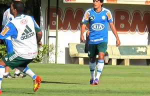 Tiago Real, em seu primeiro treino no Palmeiras