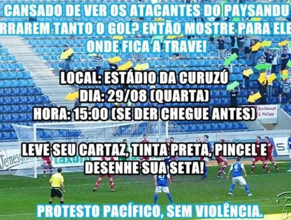 Torcedores se organizam através das redes sociais para protestar em treino do Paysandu(Imagem:Reprodução)