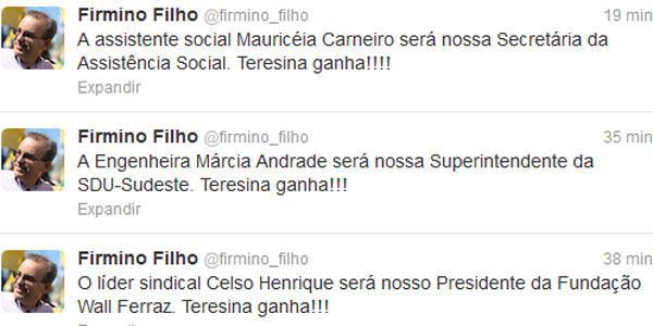Twitter de Firmino Filho(Imagem:Reprodu&ccedil;&atilde;o)