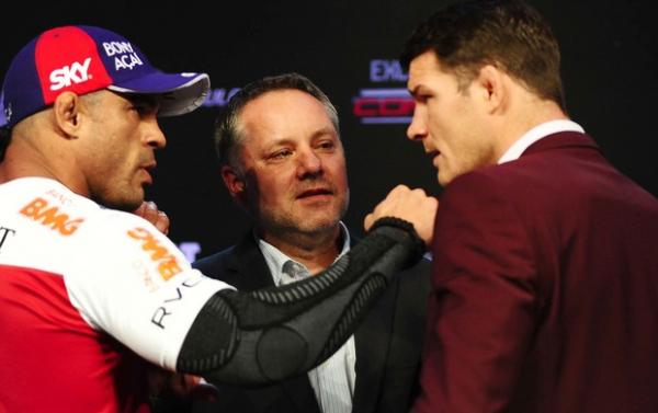 Vitor Belfort e Bisping na coletiva do UFC em S&atilde;o Paulo(Imagem:Reprodu&ccedil;&atilde;o)